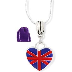 British Flag Necklace | Britain Flag on a Heart Necklace